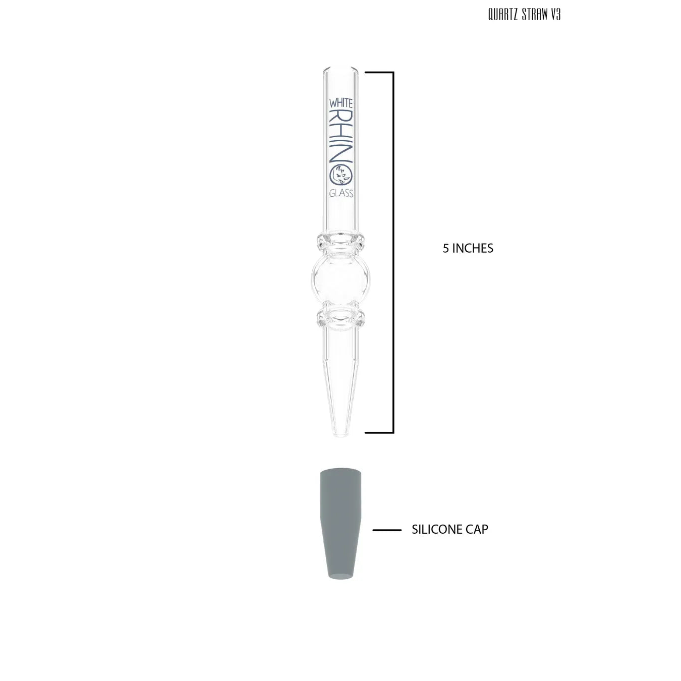 White Rhino Quartz V3 Glass Nectar Collector Dab Straws - 25ct