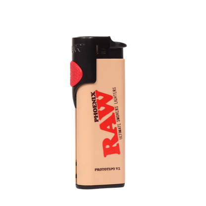 Raw Phoenix Lighters w/ Wind Blocker & Toker Poker - Black - 30ct