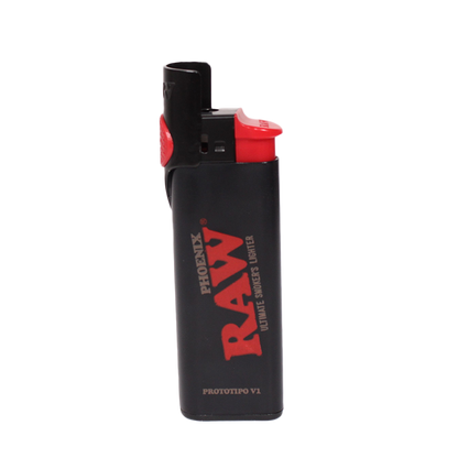 Raw Phoenix Lighters w/ Wind Blocker & Toker Poker - Black - 30ct