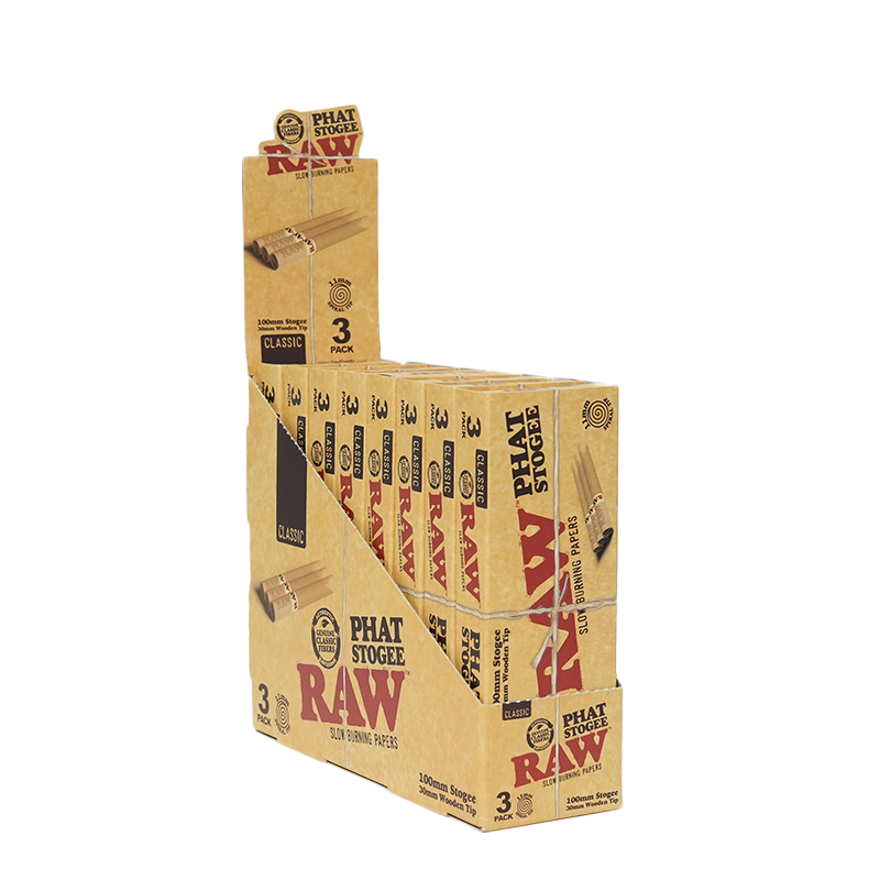 Raw - Classic Phat Stogee w/ Wooden Tips - 3pk - 8ct