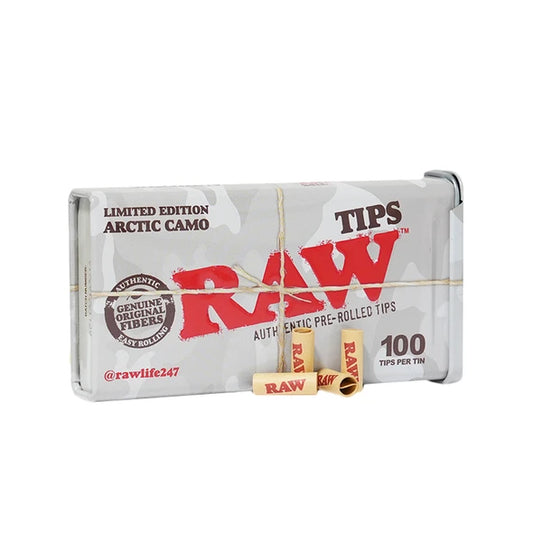 Raw - Pre-Rolled Tips - Limited Edition Arctic Camo Tin - 100pk - 6ct