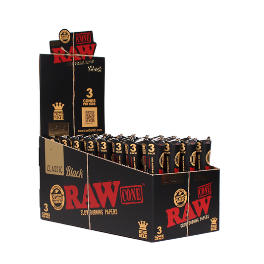 Raw - Cones - Black - King - 3pk - 32ct