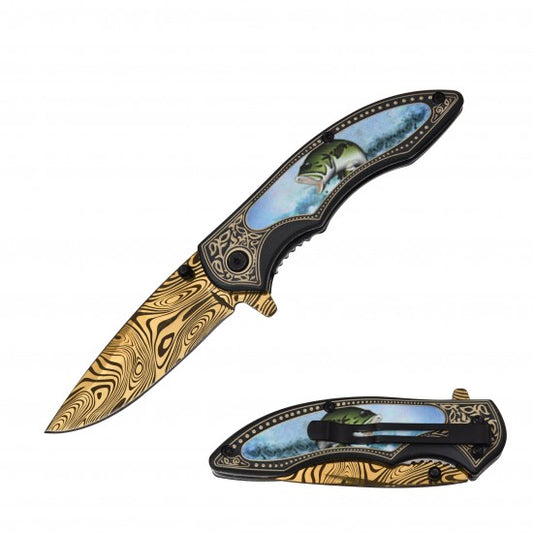 Razor Tactical - Bass Gold Titanium Blade Premium Flip Knife
