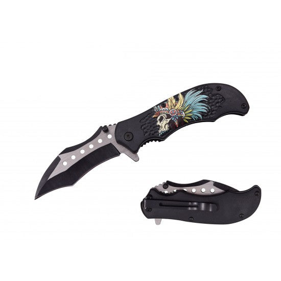 Razor Tactical - Black Skull 4.5" Premium Flip Pocket Knife