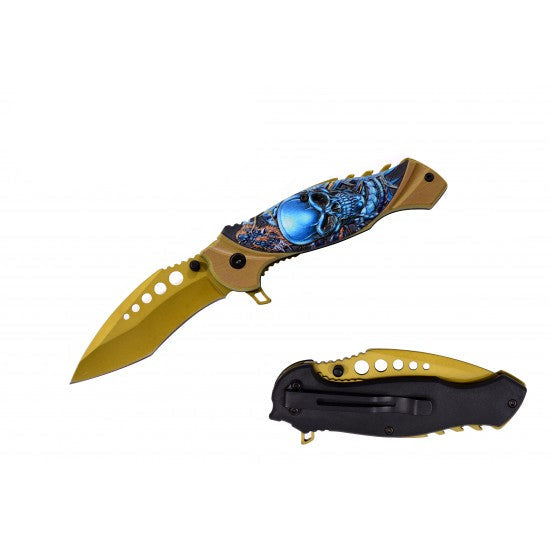 Razor Tactical - Flip Knife - Gold Skull