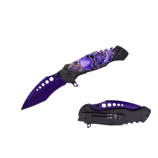 Razor Tactical - Flip Knife - Purple Skull