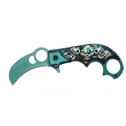 Razor Tactical - Green Skull 4.5" Premium Flip Knife