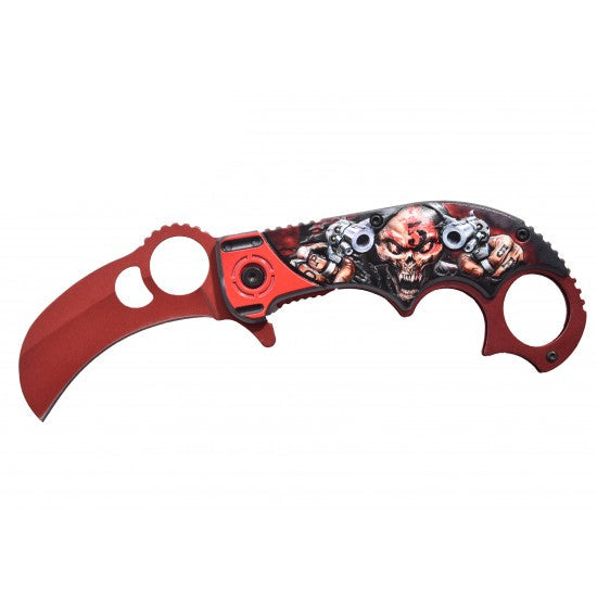 Razor Tactical - Red Skull 4.5" Premium Flip Knife
