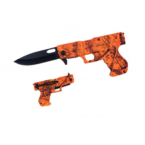 Razor Tactical - Orange Gun Shaped Premium Flip Knife