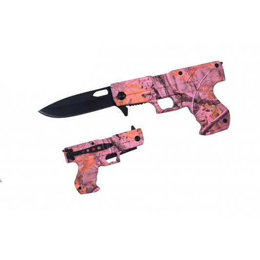Razor Tactical - Pink Gun Shaped Premium Flip Knife