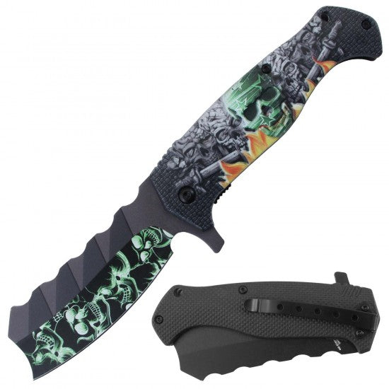 Razor Tactical - Flip Knife - Green Skull
