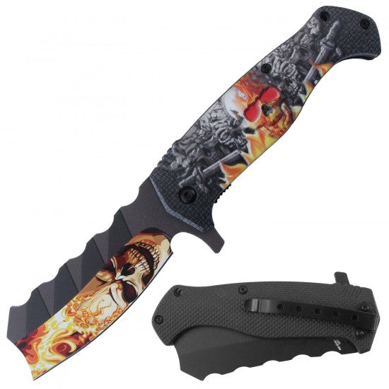 Razor Tactical - Flip Knife - Fire Skull