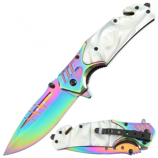 Razor Tactical - White Premium Flip Knife