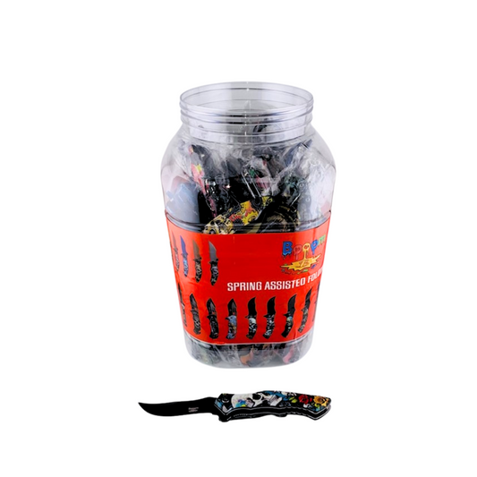 Boom - Spring Assisted Foldable Knives - 48ct - Assorted