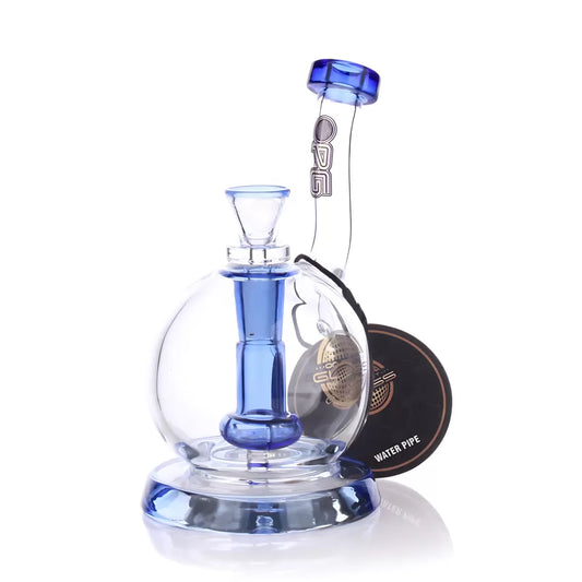 On Point Glass - Steamy Sesh Tea Kettle Mini w/ Perc - Water Pipe - Blue D 5"