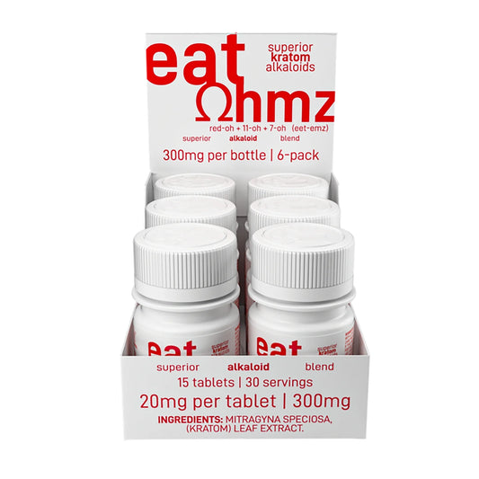 Ohmz Kratom - Red-OH / 11-OH / 7-OH Tabs - White - 20mg - 15pk - 6ct +