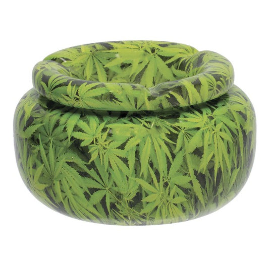 Fujima Ashtray - Moroccan Ceramic - Green Leaves - 5"
