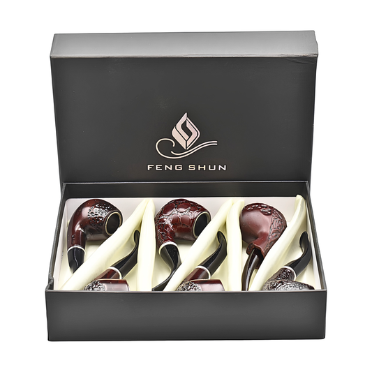 Feng Shun 5.5" Wooden 2 Sherlock Hand Pipes - 6ct