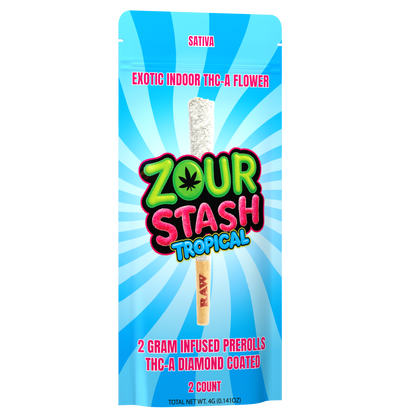 Zour Stash - 2g Pre-Roll THC-A Diamond Coated | 2pk - 10ct