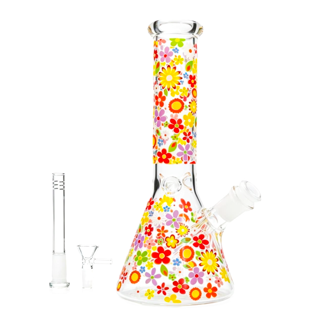 WP - 10" Retro Flower Art Beaker - Asst