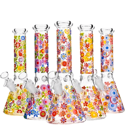 WP - 10" Retro Flower Art Beaker - Asst