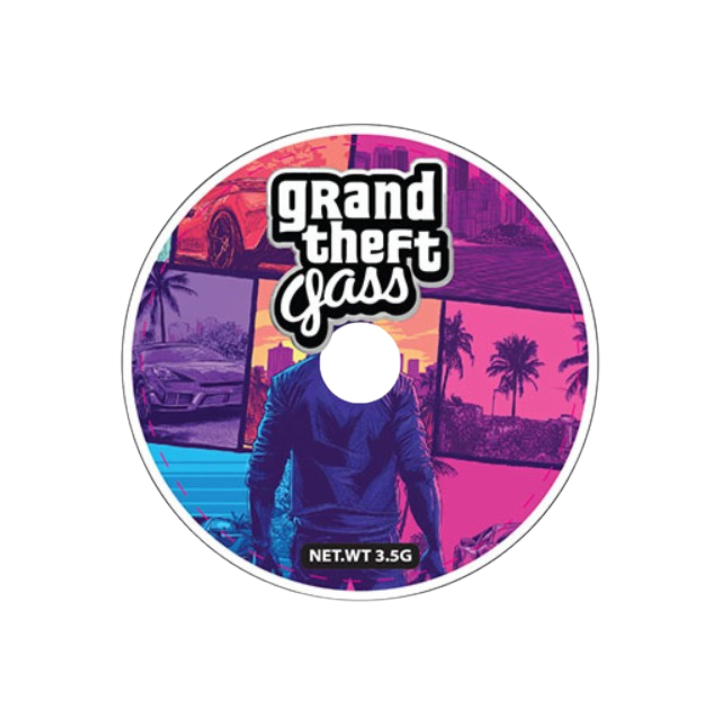 Mylar Bags - 50ct - 3.5g Die Cut Grand Theft Gass