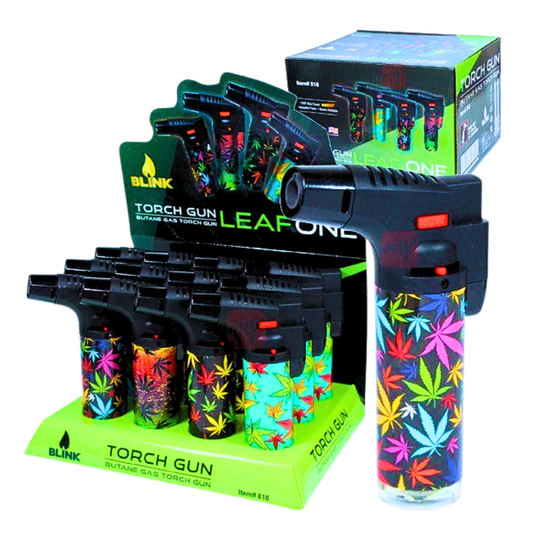 Blink Medium Butane Torch Lighters - Leaf #1 Theme - 12ct
