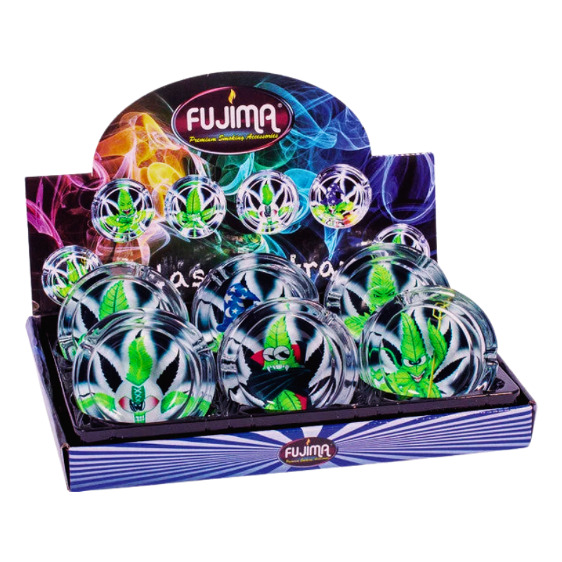 Fujima - Ashtray - Glass Round Leaf Toon 3.5" - 6ct