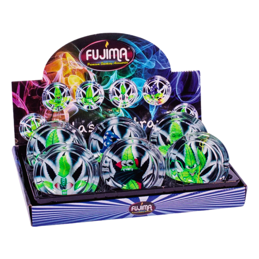 Fujima - Ashtray - Glass Round Leaf Toon 3.5" - 6ct