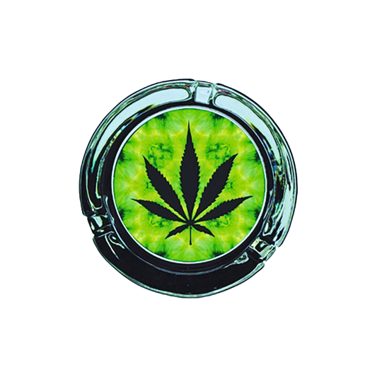 Fujima - LED Glass Ashtray - 6ct - Leaf Design