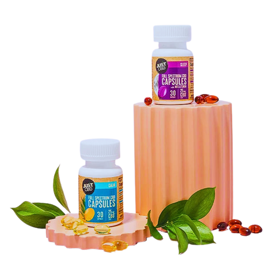 JustCBD - Full Spectrum 25mg CBD Gel Capsules - 30ct - Calm & Sleep Support Variety