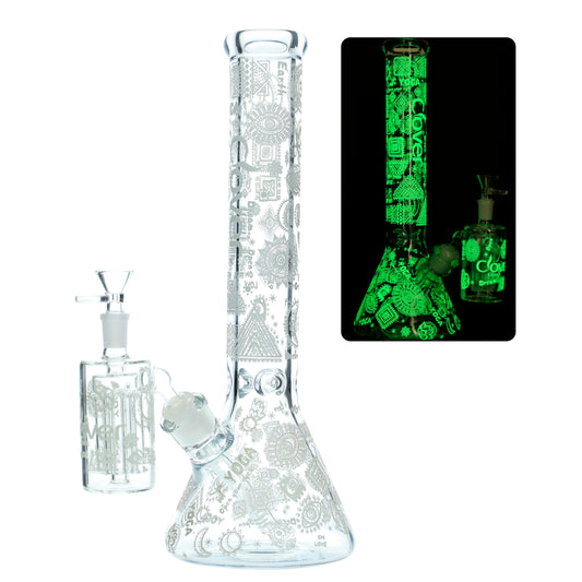 Clover - WP - 14" 7mm Glow Beaker w/ Ash Catcher