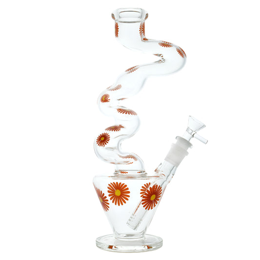 WP - 11.5" Daisy 3-Kink Electroplated Zong Water Pipe - Assorted