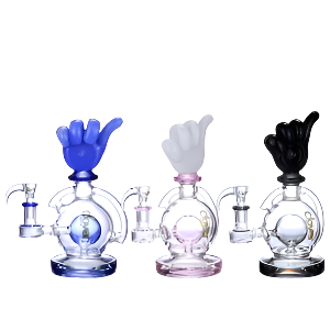 Clover Glass - WP - 9" Unique Hand Gesture Globe Perc