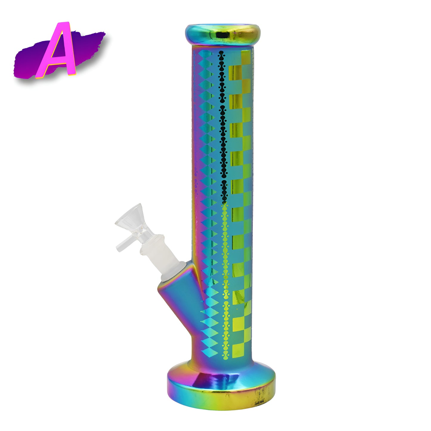 WP - 12" Electroplated Rainbow Frosted Straight Tube Water Pipe - Assorted