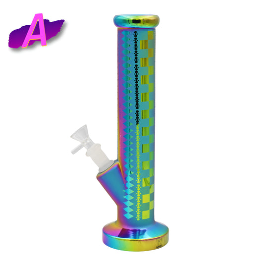 WP - 12" Electroplated Rainbow Frosted Straight Tube Water Pipe - Assorted