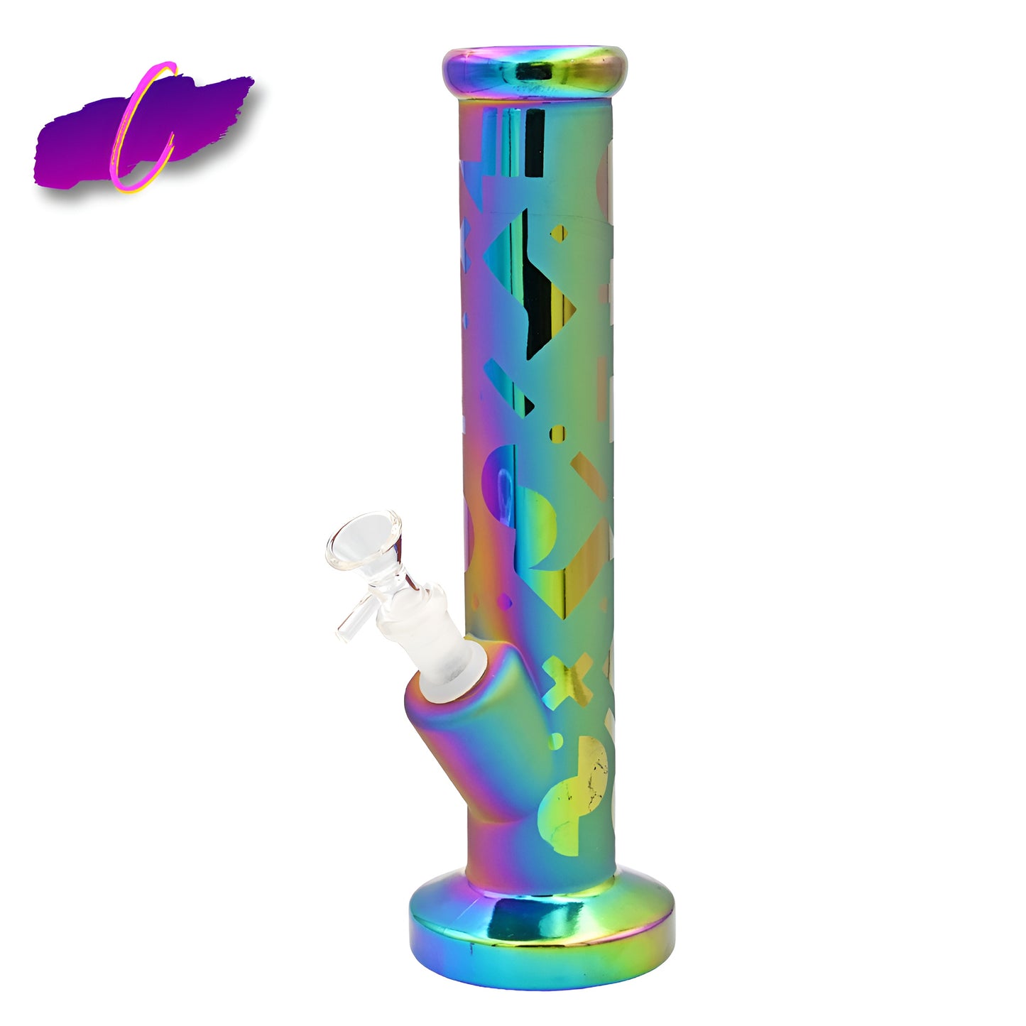 WP - 12" Electroplated Rainbow Frosted Straight Tube Water Pipe - Assorted