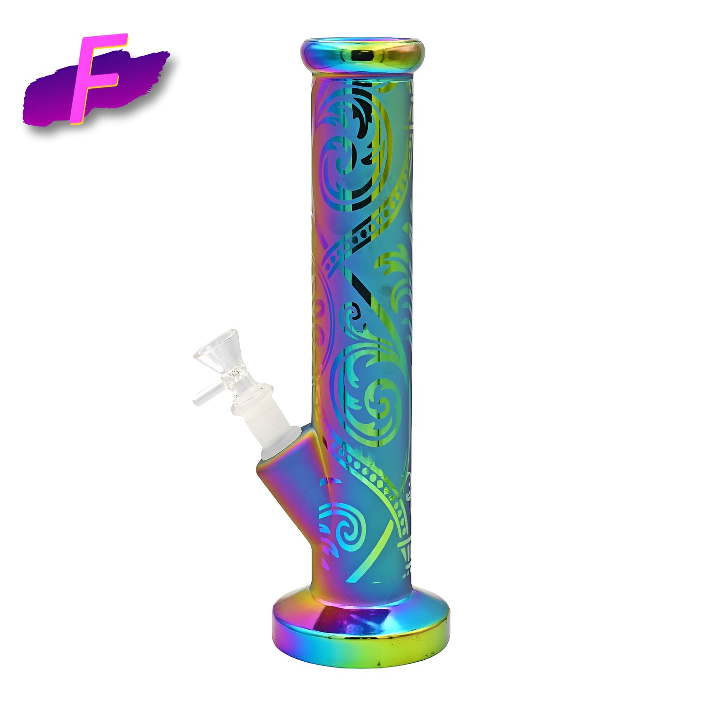 WP - 12" Electroplated Rainbow Frosted Straight Tube Water Pipe - Assorted