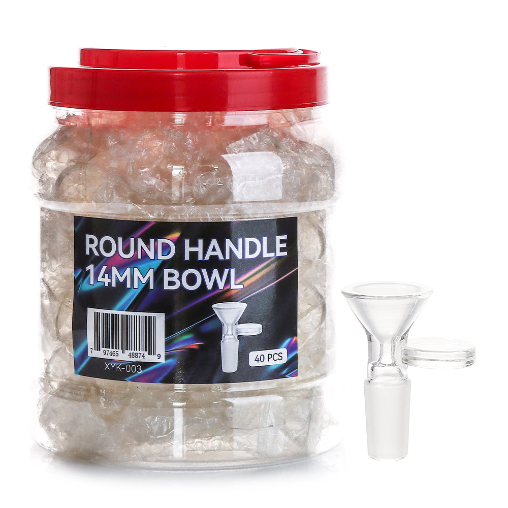 Glass Bowls - 14mm Bowl w/ Handle - 40ct