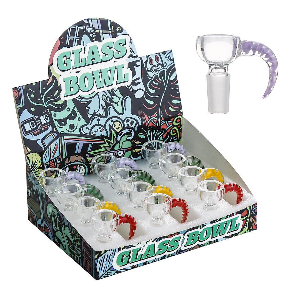 Glass Bowls - 14mm Twisted Horn - Asst - 12ct