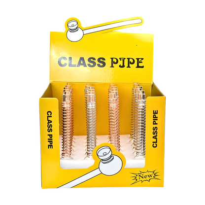 Hand Pipes - 5.5" Glass Tube Pipe w/ Metal Coil Spring - 24ct