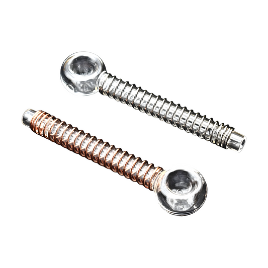 Hand Pipes - 5.5" Glass Tube Pipe w/ Metal Coil Spring - 24ct