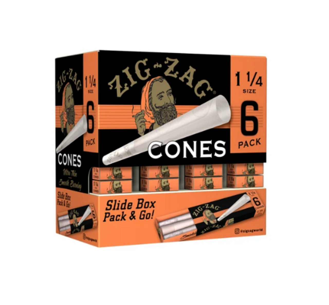 Zig Zag - Cones - Orange - Ultra Thin 1 1/4 - 6pk - 36ct