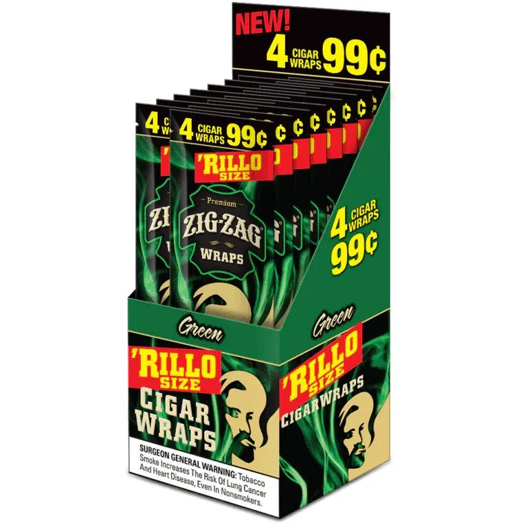 Zig Zag - Cigar Wraps - Green - 4pk - 15ct [ 2691C ]