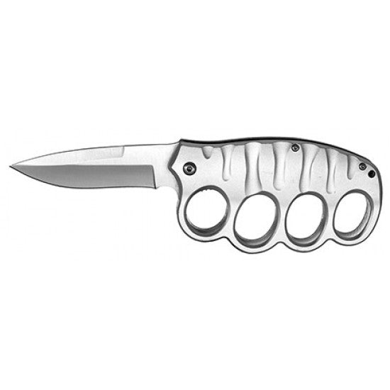 Razor Tactical - Silver 4.5" Knuckle Flip Knife