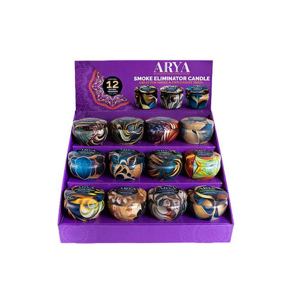 Arya Smoke Odor Eliminator Candle Display - Assorted Scents - 12ct