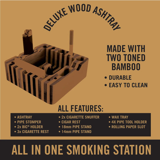Smokezilla Bamboo Wood Ashtrays - 6ct