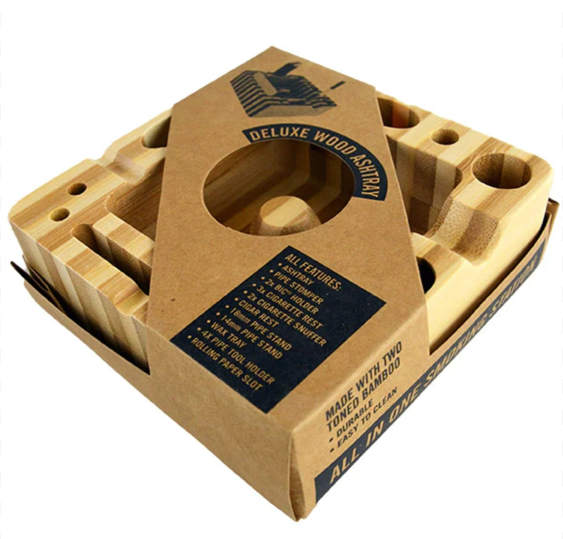 Smokezilla Bamboo Wood Ashtrays - 6ct