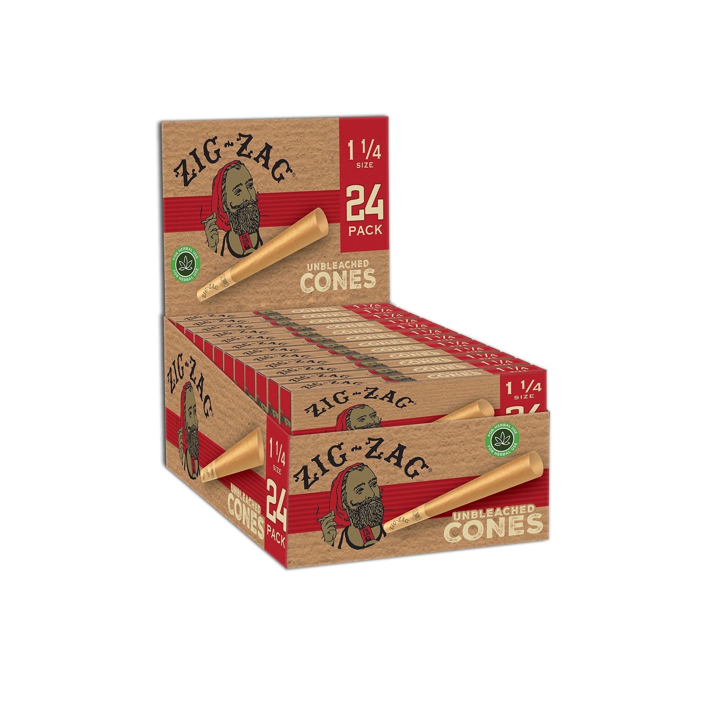 Zig Zag - Cones - Unbleached - 1 1/4 - 24pk