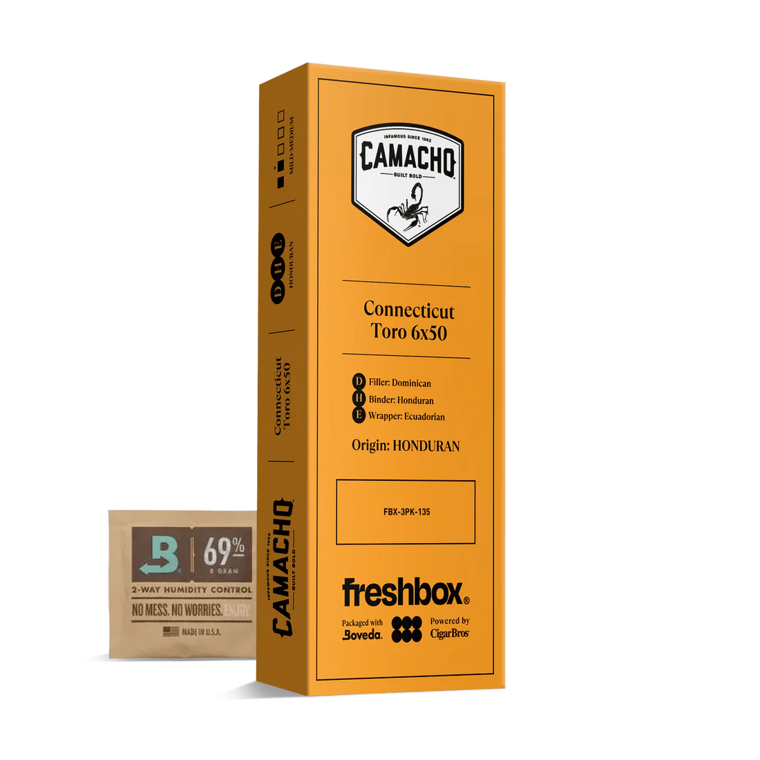 Camacho Connecticut Toro 6x50 Freshbox Cigars - 3pk - 6ct